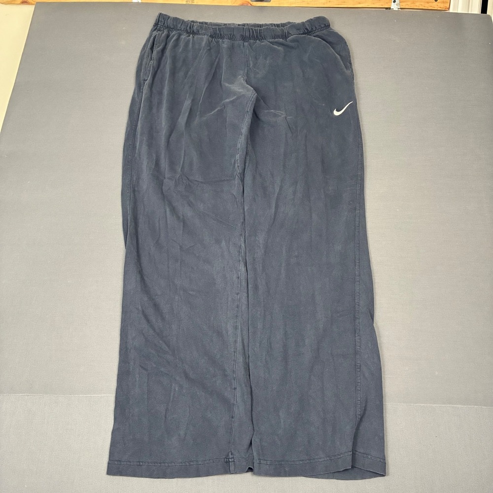 Nike Club Fleece Navy Blue Baggy Wide Leg Sweatpants Men's Size Large Swoosh